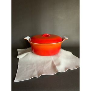 VTG COUSANCES Dutch Oven Red Orange Ombré Cast Iron Enamel cookware France 3qt